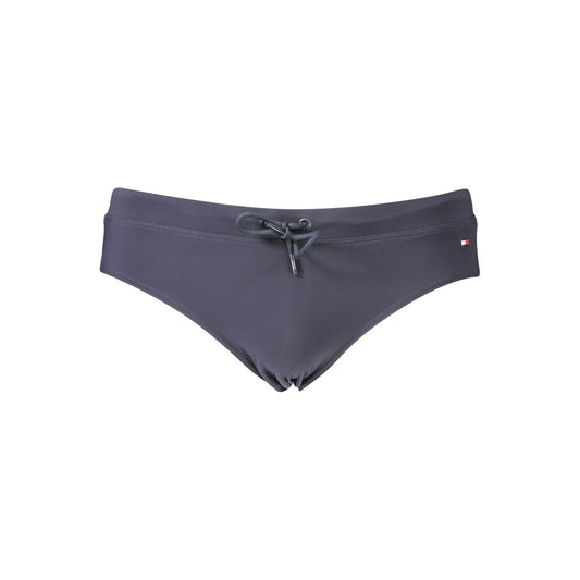 Tommy Hilfiger Blue Polyester Men's Swimwear with adjustable laces and logo details, ideal for stylish summer beach outings.