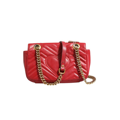 Gucci Marmont Small Shoulder Bag in Rosso Ancora Red Leather