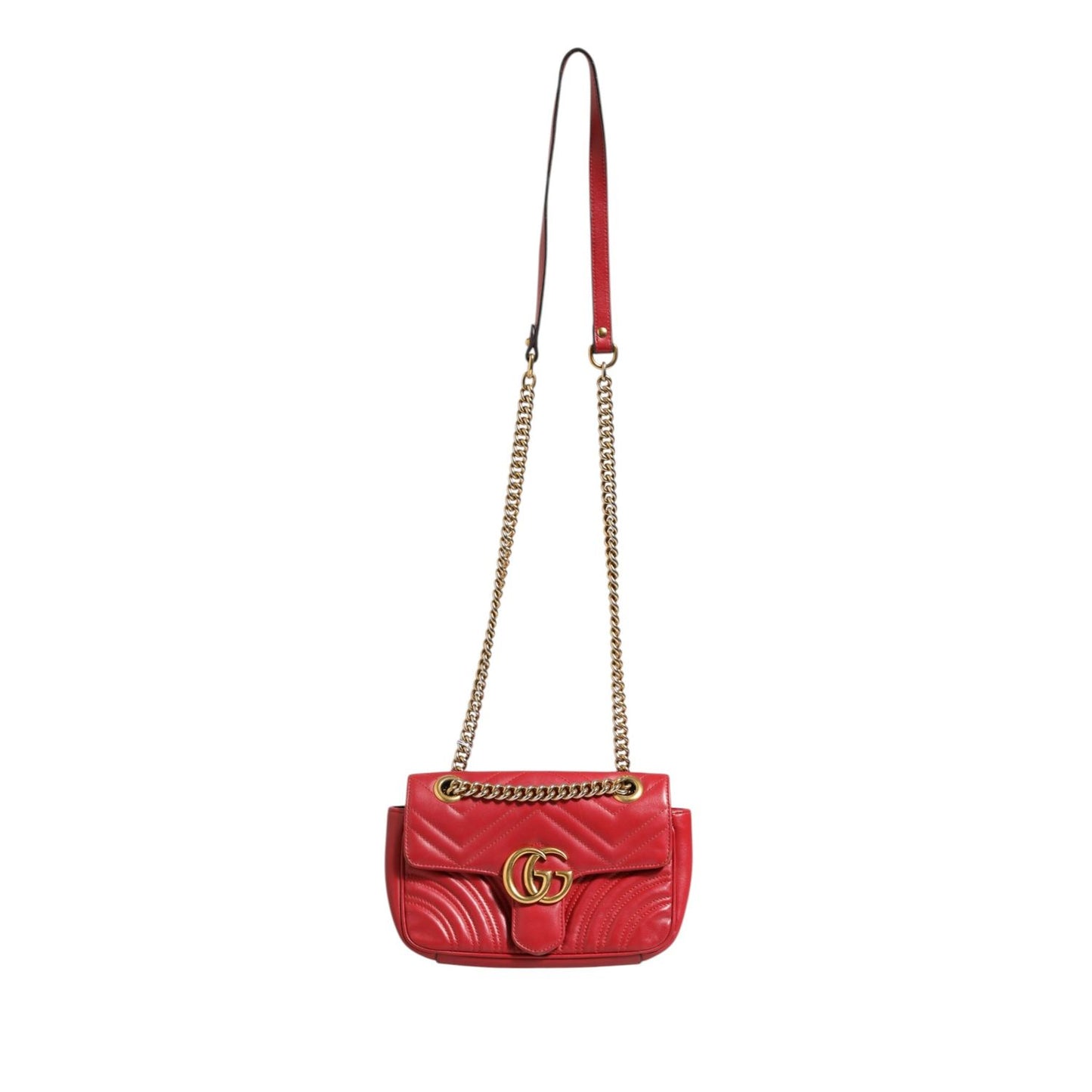 Gucci Marmont Small Shoulder Bag in Rosso Ancora Red Leather