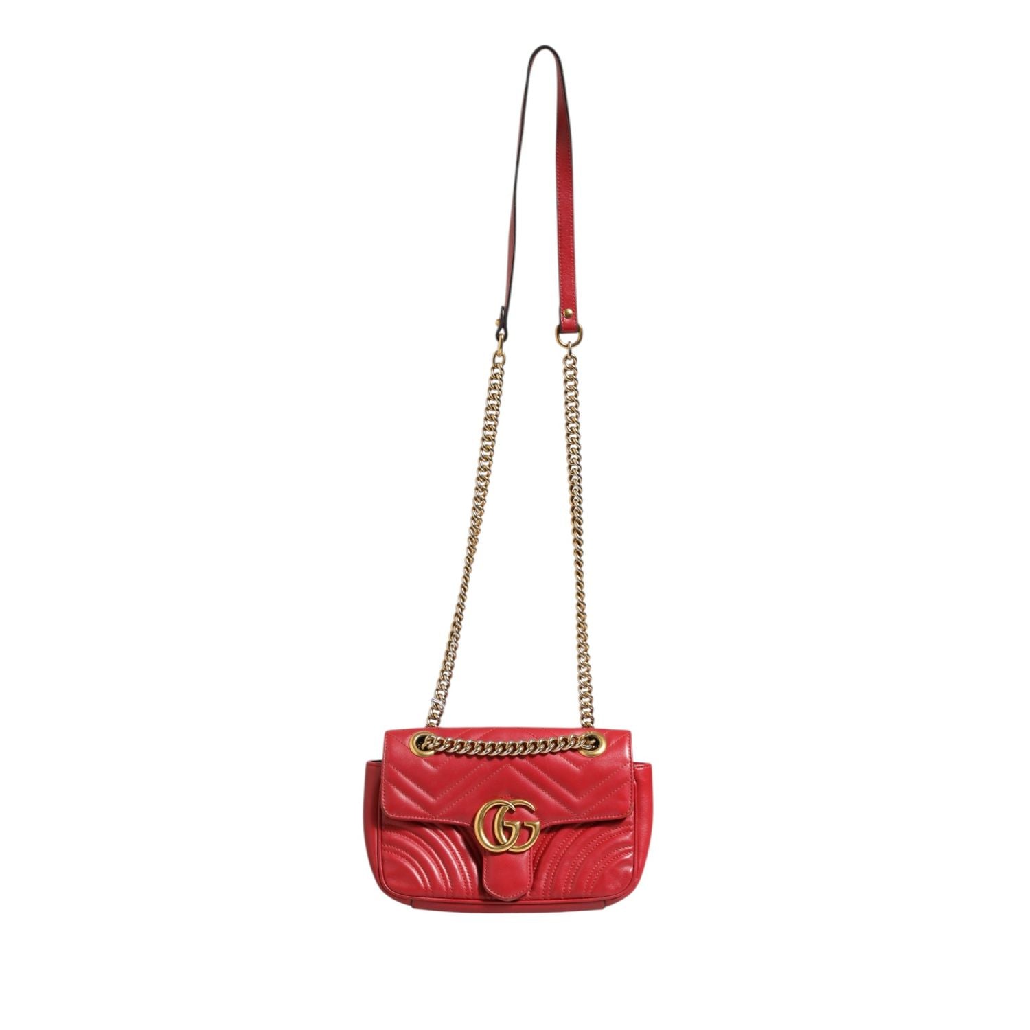 Gucci Marmont Small Shoulder Bag in Rosso Ancora Red Leather