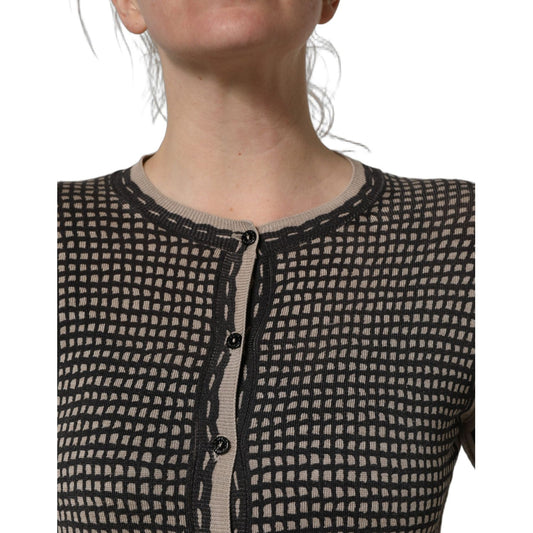 Dolce & Gabbana Black Floral Lace ButtonDownCardigan Sweater