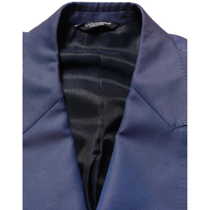 Dolce & Gabbana Blue Wool Double Breasted Men Blazer Jacket