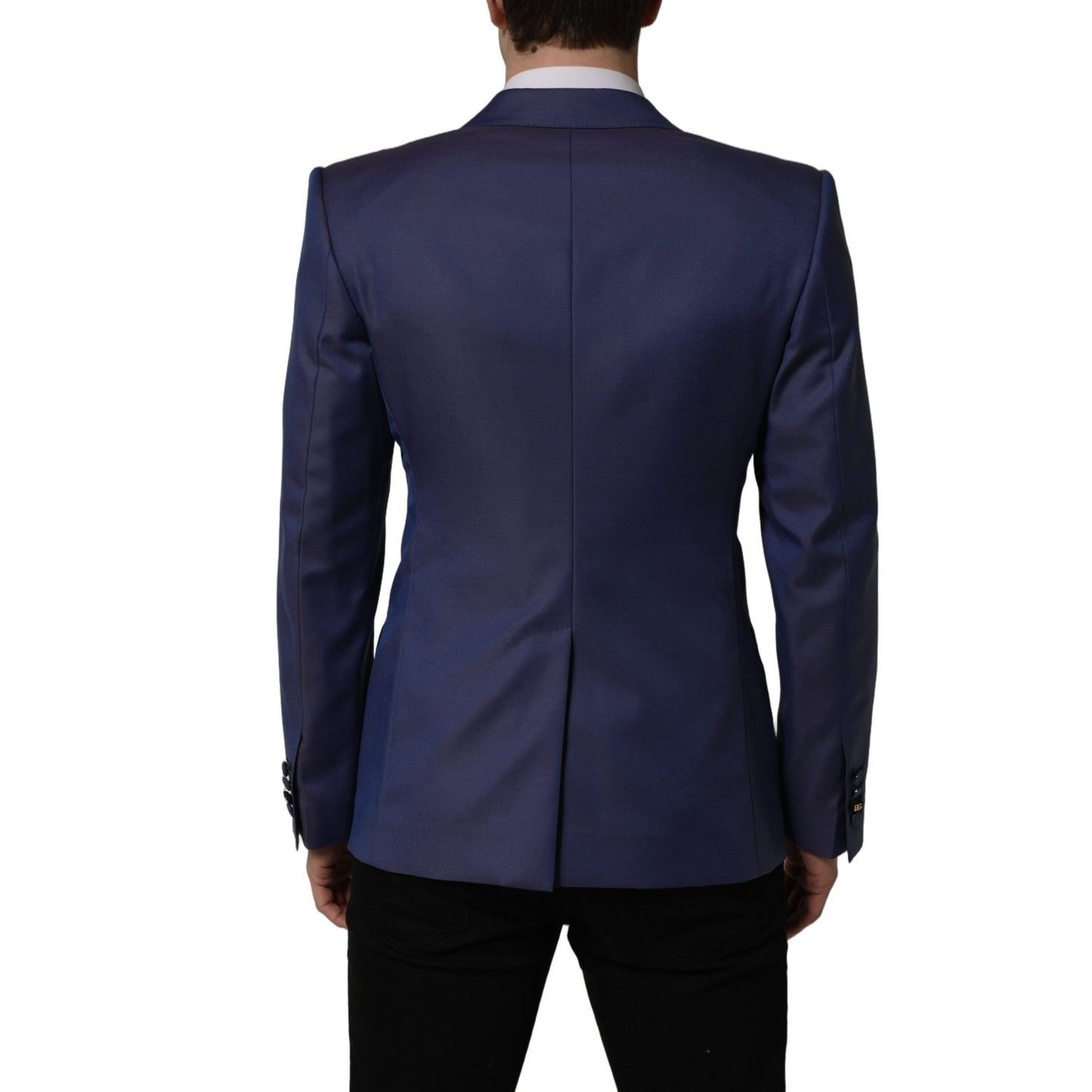 Dolce & Gabbana Blue Wool Double Breasted Men Blazer Jacket