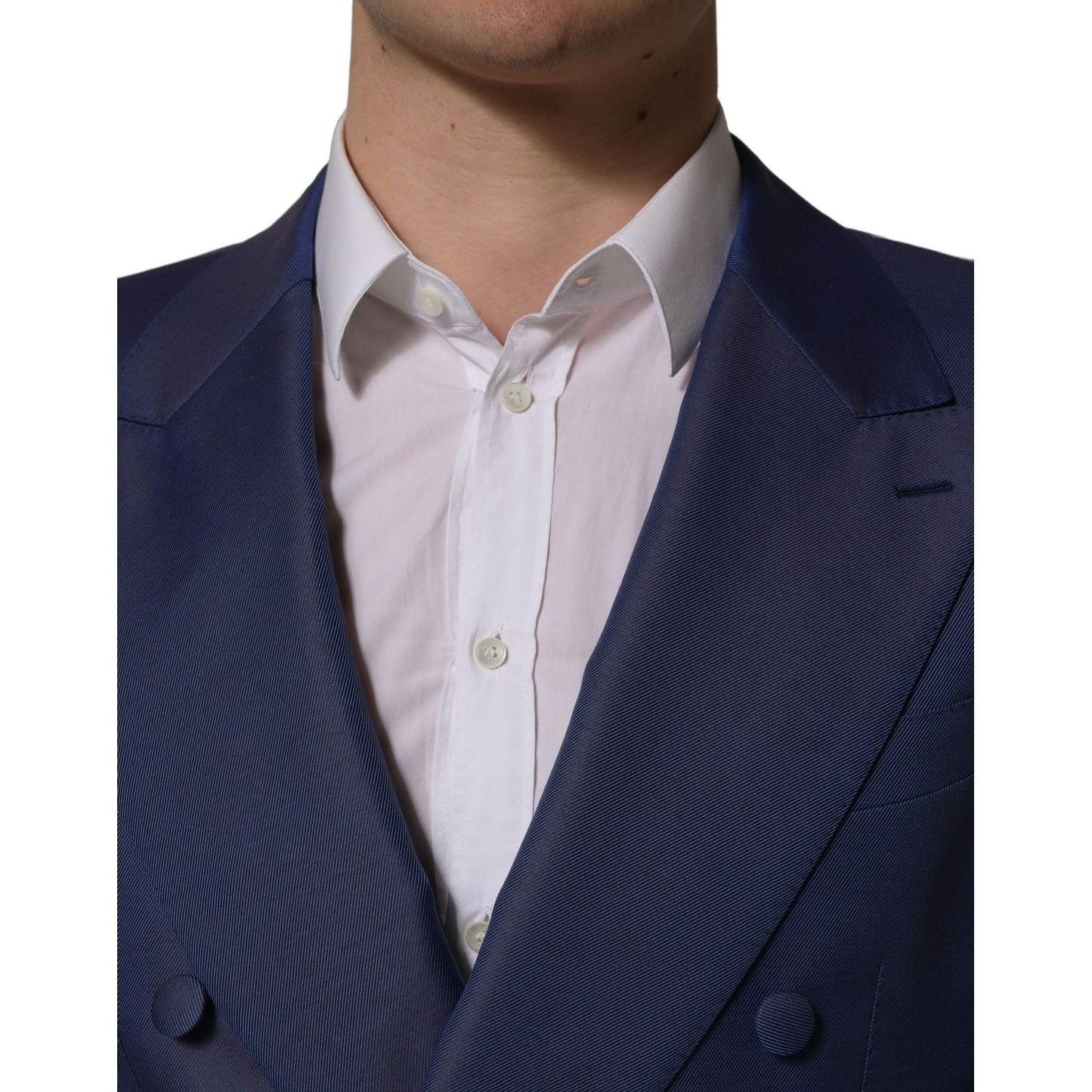Dolce & Gabbana Blue Wool Double Breasted Men Blazer Jacket