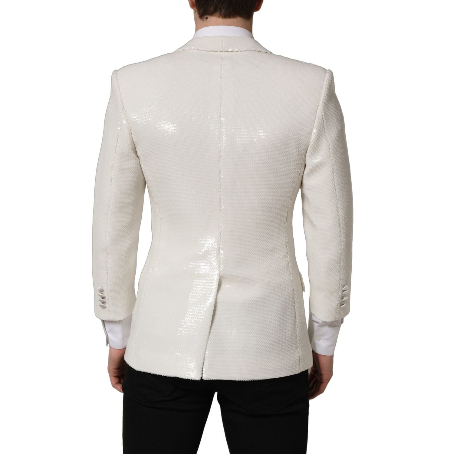 Dolce & Gabbana White Viscose Single Breasted Blazer Jacket