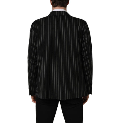 Dolce & Gabbana Black Stripes Wool Double Breasted Jacket