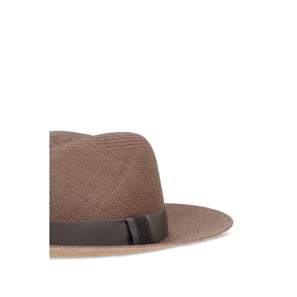 Brunello Cucinelli Brown Straw Fedora