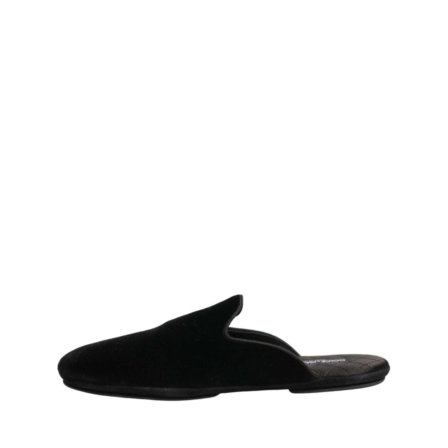 Dolce & Gabbana Black Suede Slides Flat Slipper Men Shoes