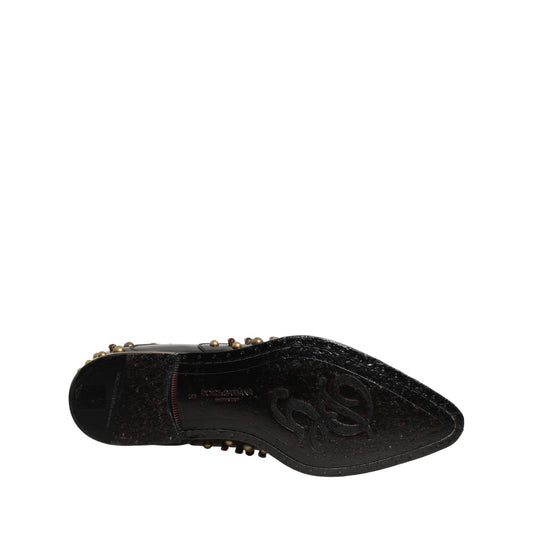 Dolce & Gabbana Black Leather Derby Dress Studded Formal Shoes