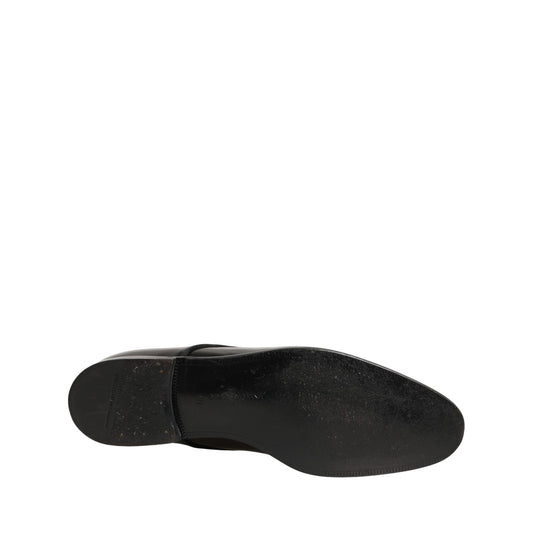 Dolce & Gabbana Black Leather Men Derby Dress Formal Shoes