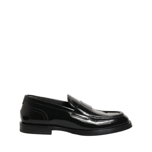 Dolce & Gabbana Black Leather Formal Men Dress Loafers Shoes