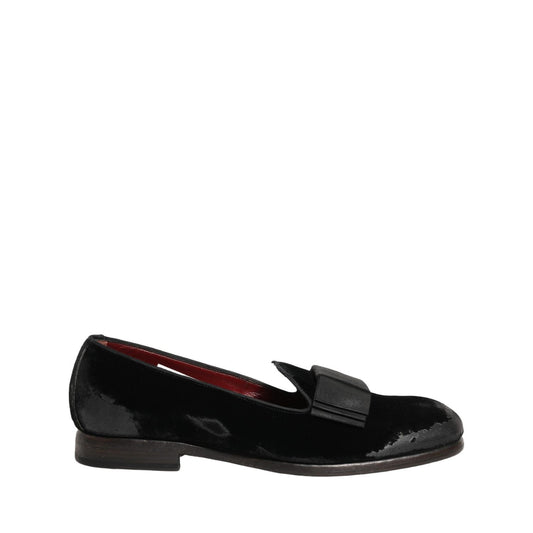 Dolce & Gabbana Black Velvet Loafers Formal Men Dress Shoes