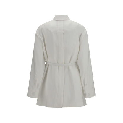 Fendi White Linen Full-Length Jacket