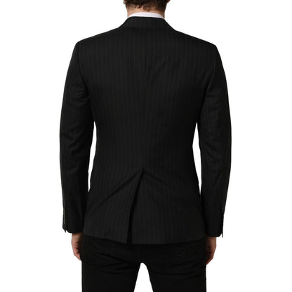 Dolce & Gabbana Black Stripes Wool Single Breasted Blazer