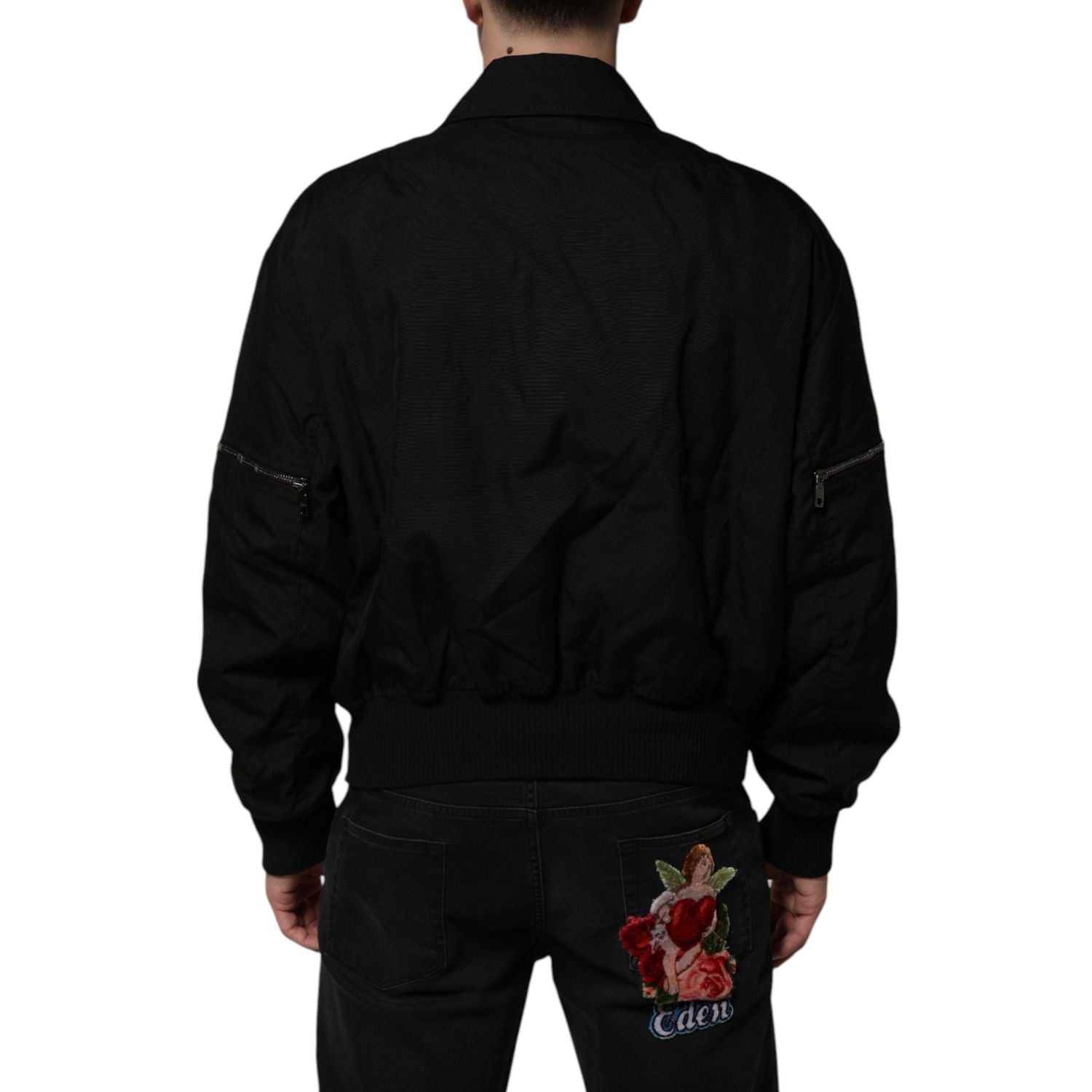 Dolce & Gabbana Black Nylon Full Zip Blouson Bomber Jacket