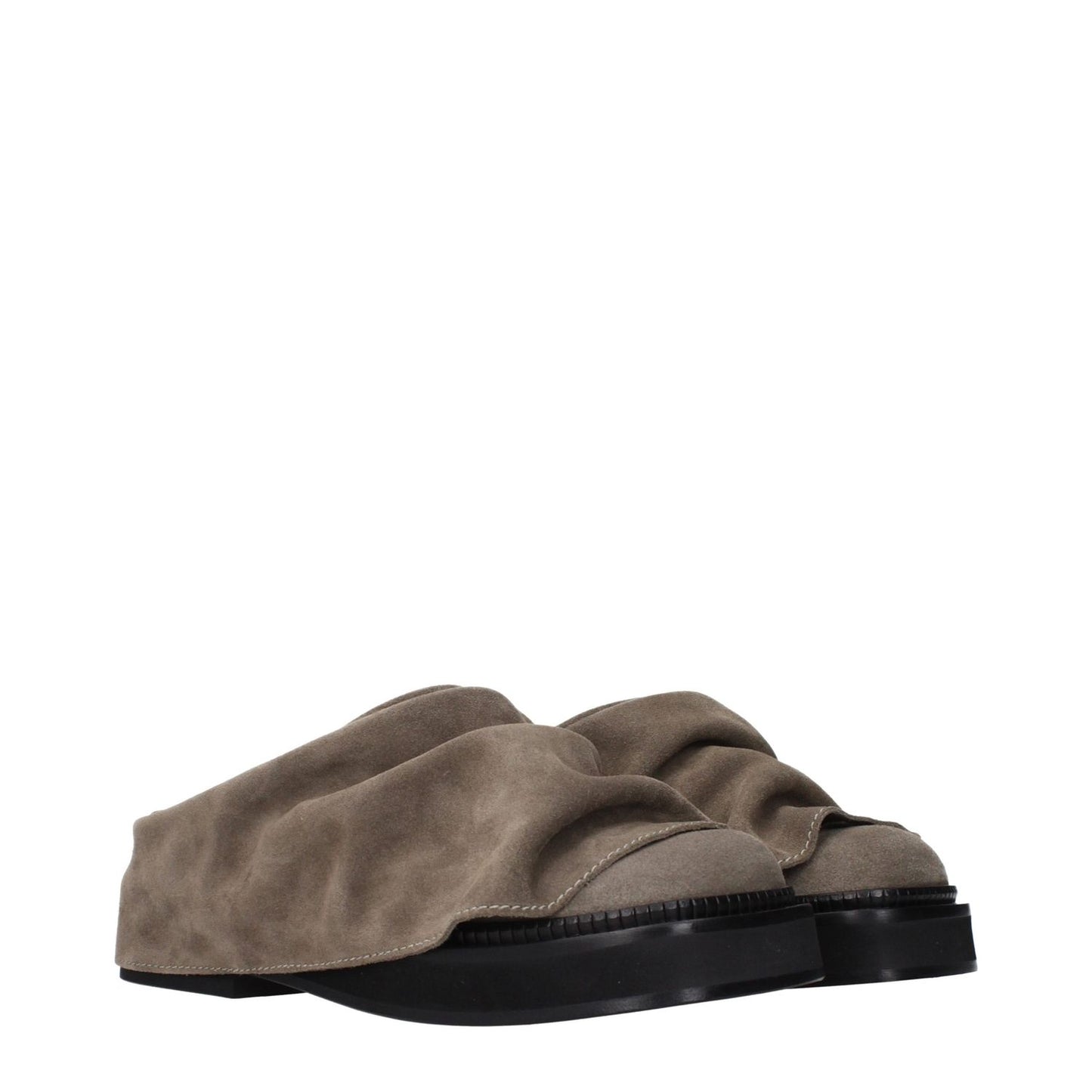 The Attico Gray Leather Slippers