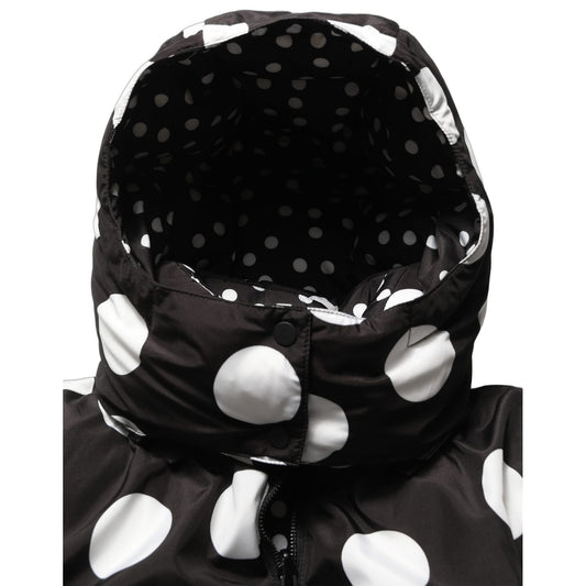 Dolce & Gabbana Black White Polka Dot Hooded Blouson Jacket