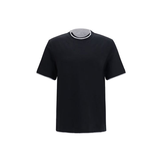 Brunello Cucinelli Black Cotton T-Shirt