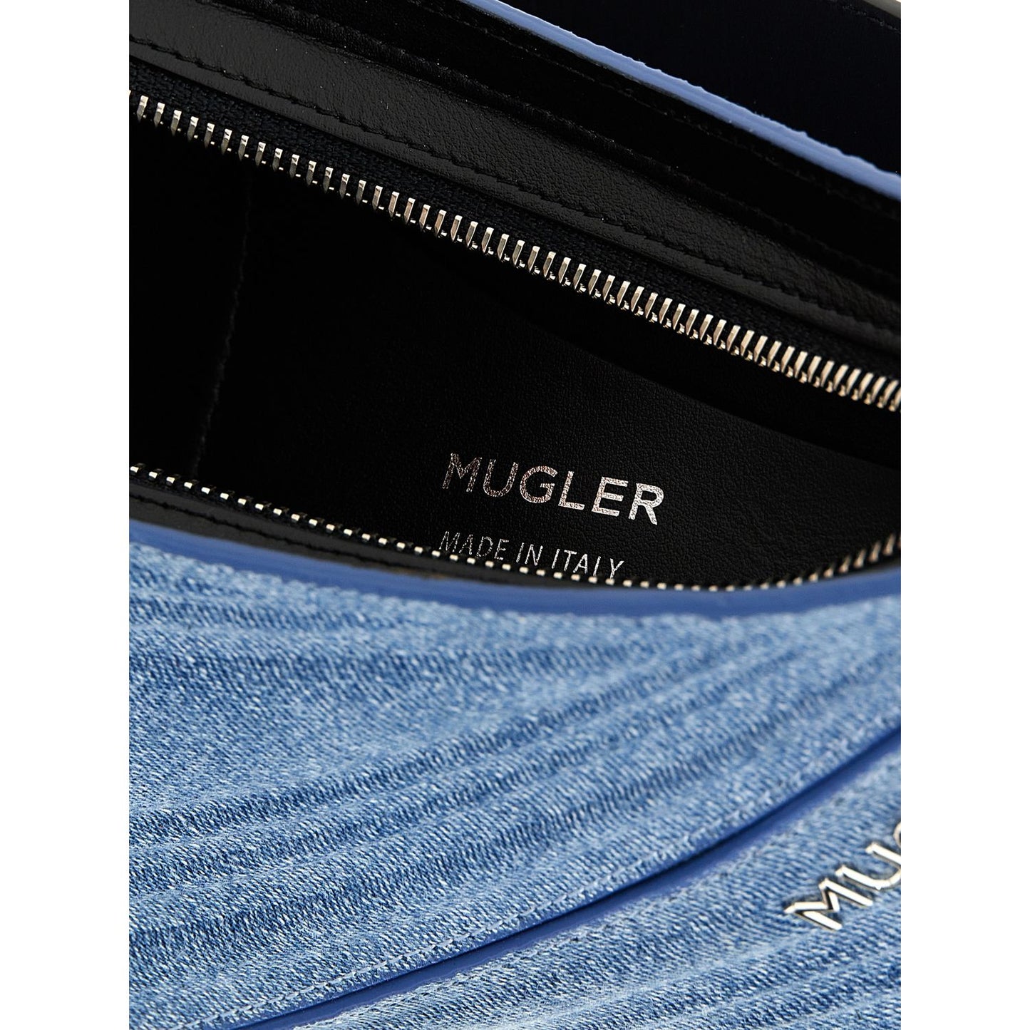 Mugler Blue Calfskin Shoulder Bag
