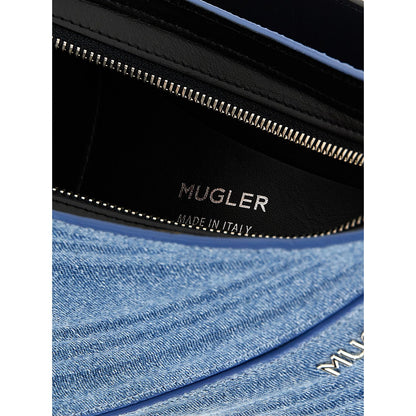 Mugler Blue Calfskin Shoulder Bag
