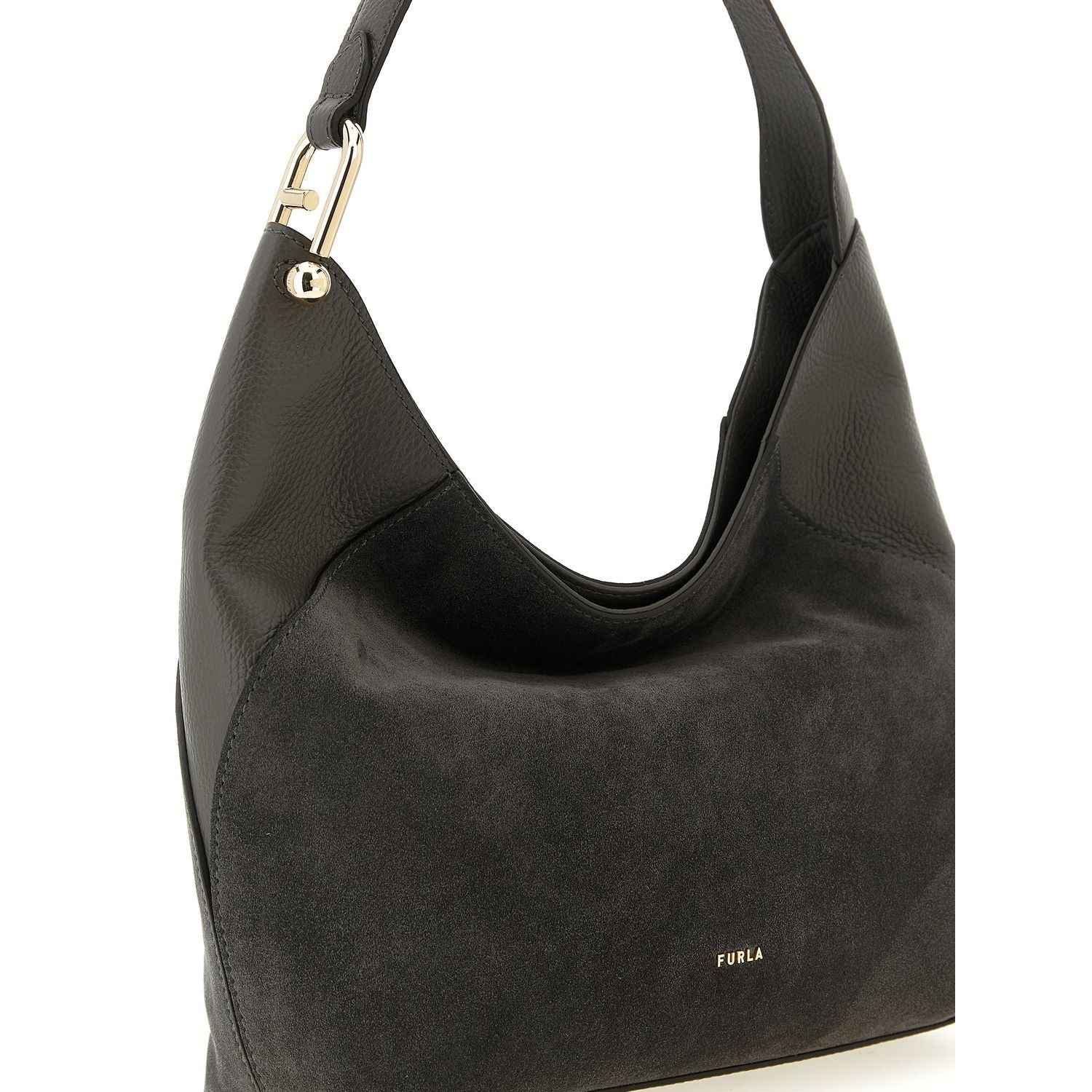 Furla Gray Calfskin Shoulder Bag