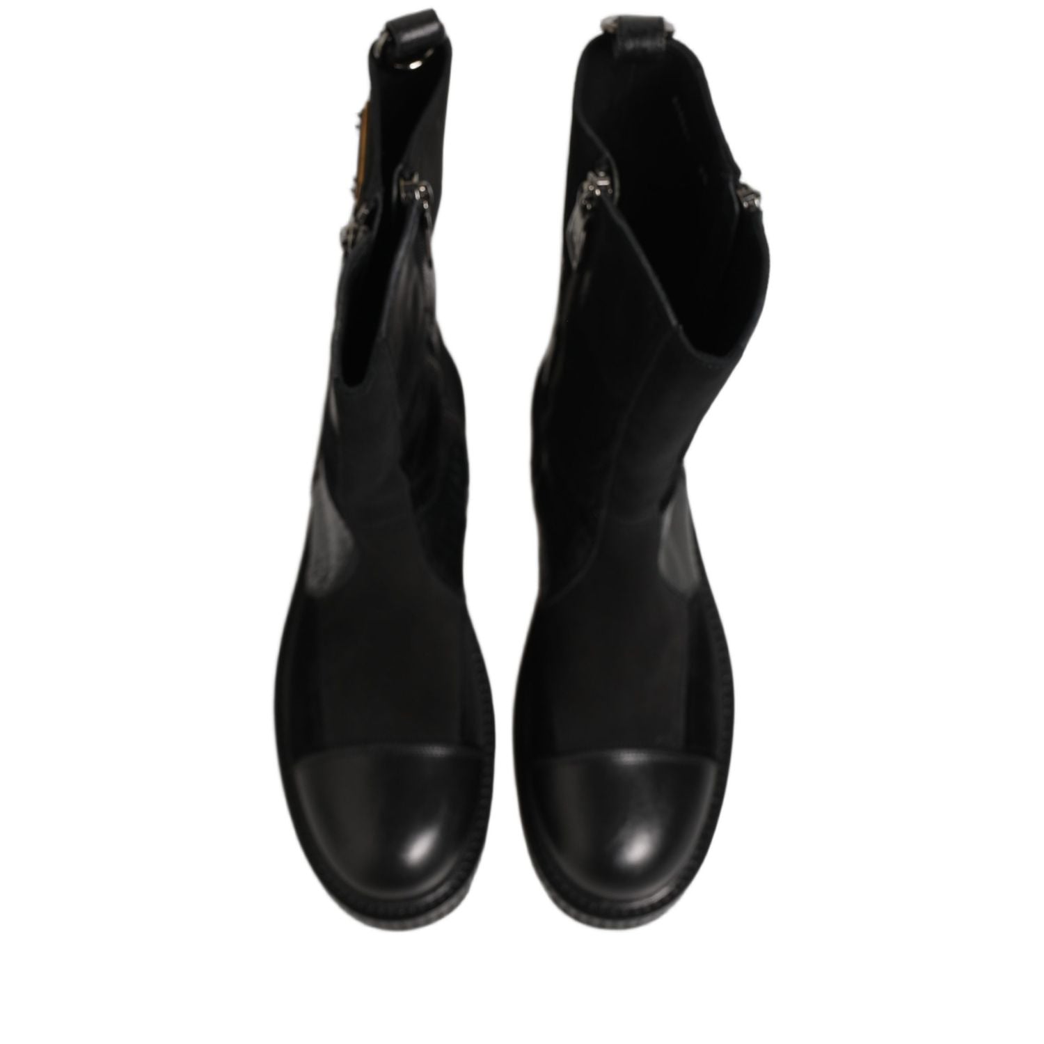 Dolce & Gabbana Black Patchwork Leather Mid Calf Boots Shoes