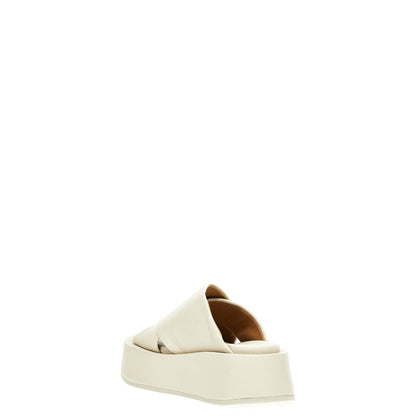 Marsell White Calfskin Slides