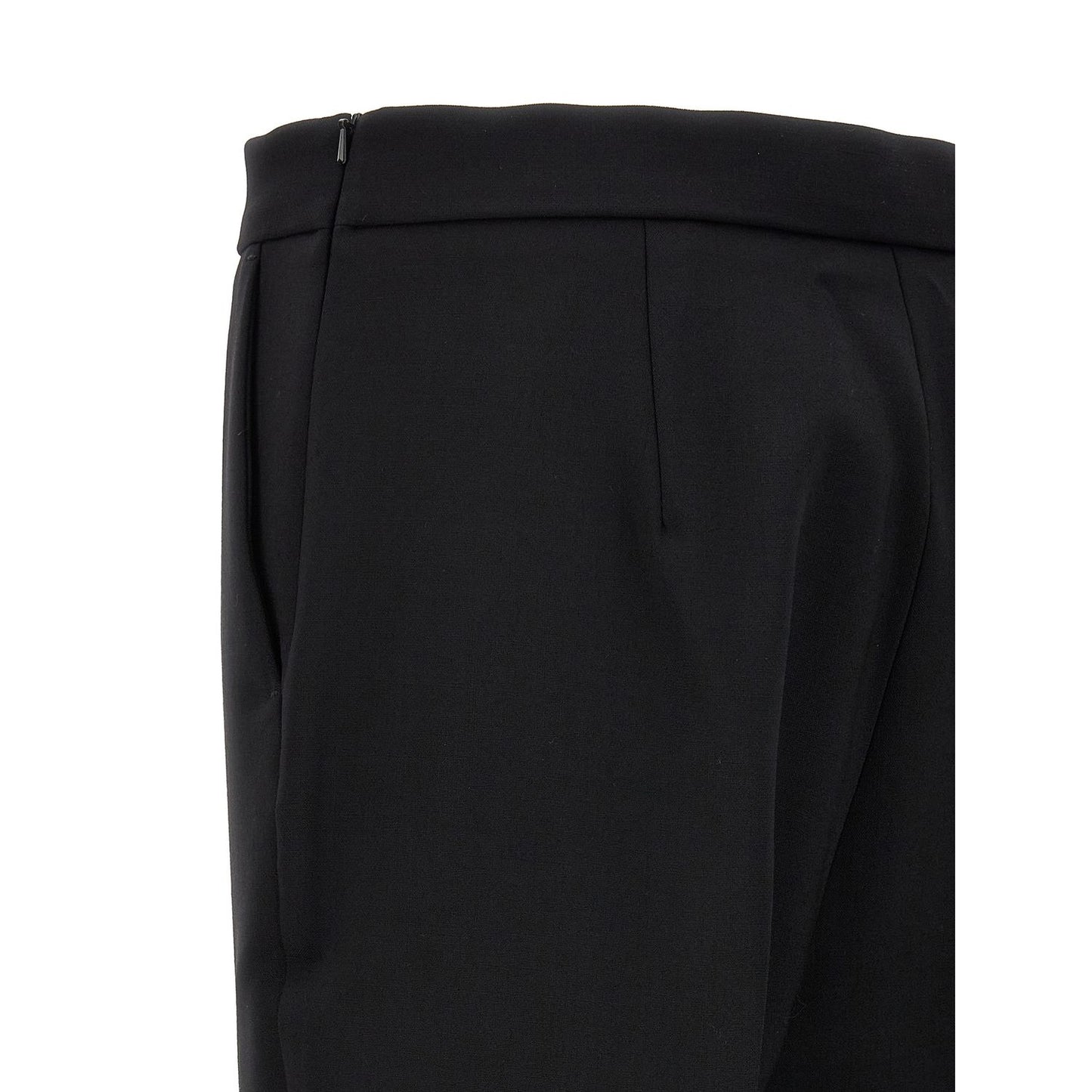 Max Mara Black Virgin Wool Cropped Pants