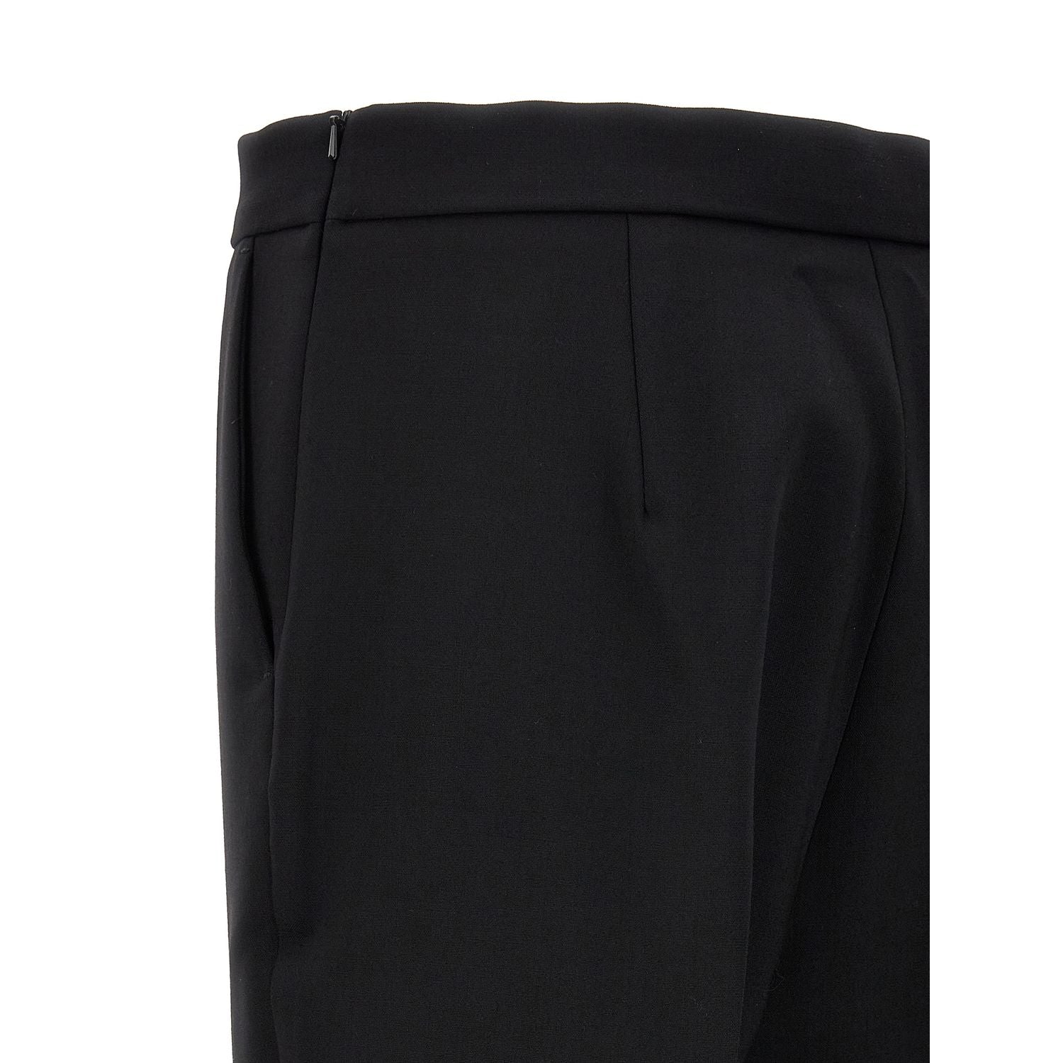 Max Mara Black Virgin Wool Cropped Pants