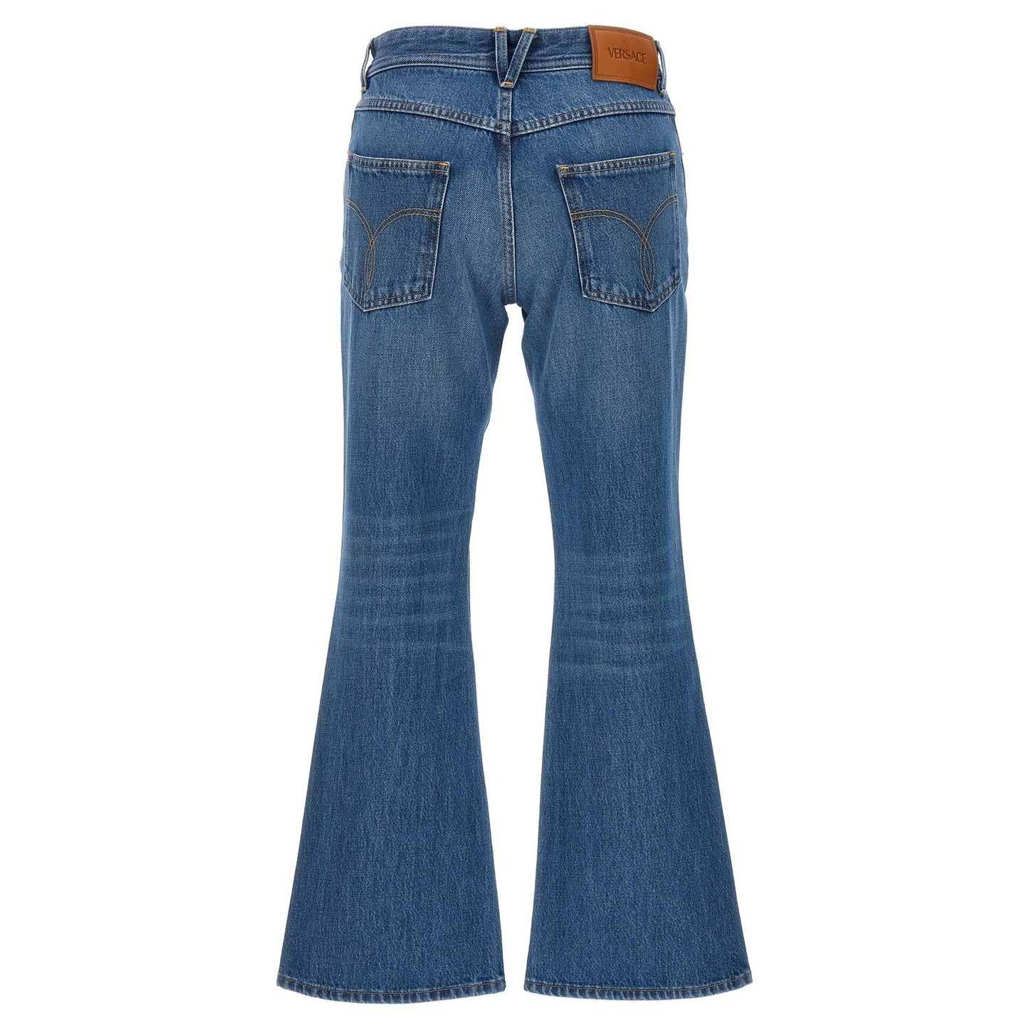 Versace Blue Cotton Flared Jeans