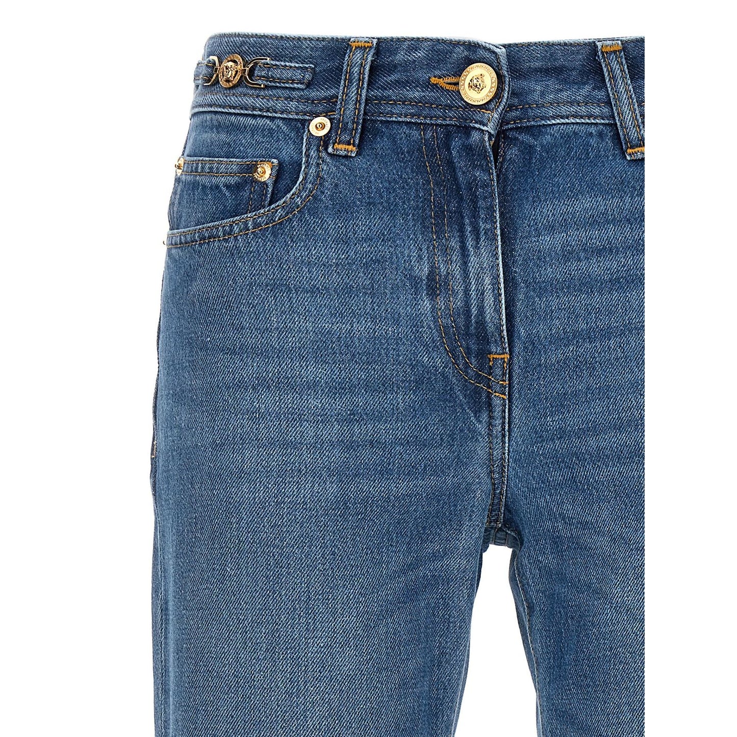 Versace Blue Cotton Flared Jeans