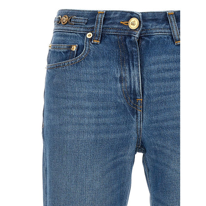 Versace Blue Cotton Flared Jeans