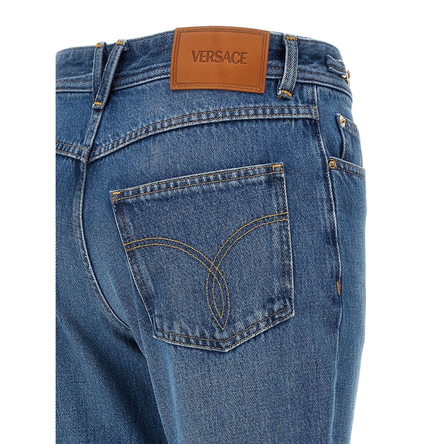 Versace Blue Cotton Flared Jeans