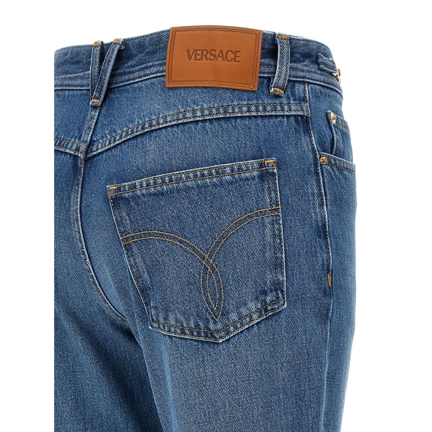 Versace Blue Cotton Flared Jeans