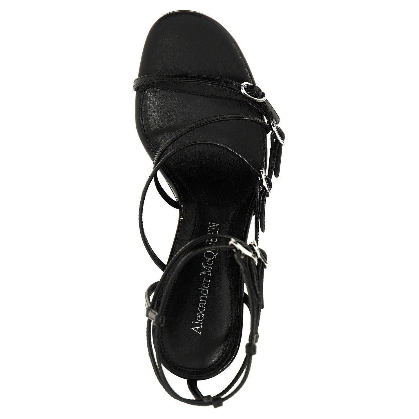 Alexander McQueen Black Lambskin Stiletto Heel Sandals