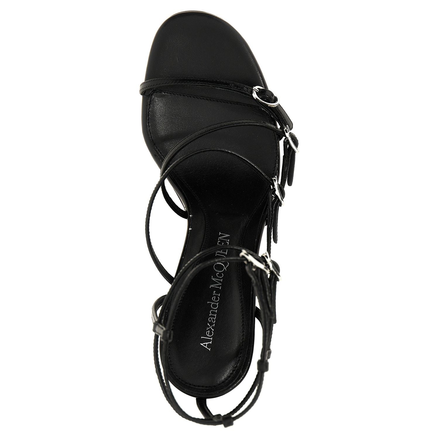 Alexander McQueen Black Lambskin Stiletto Heel Sandals