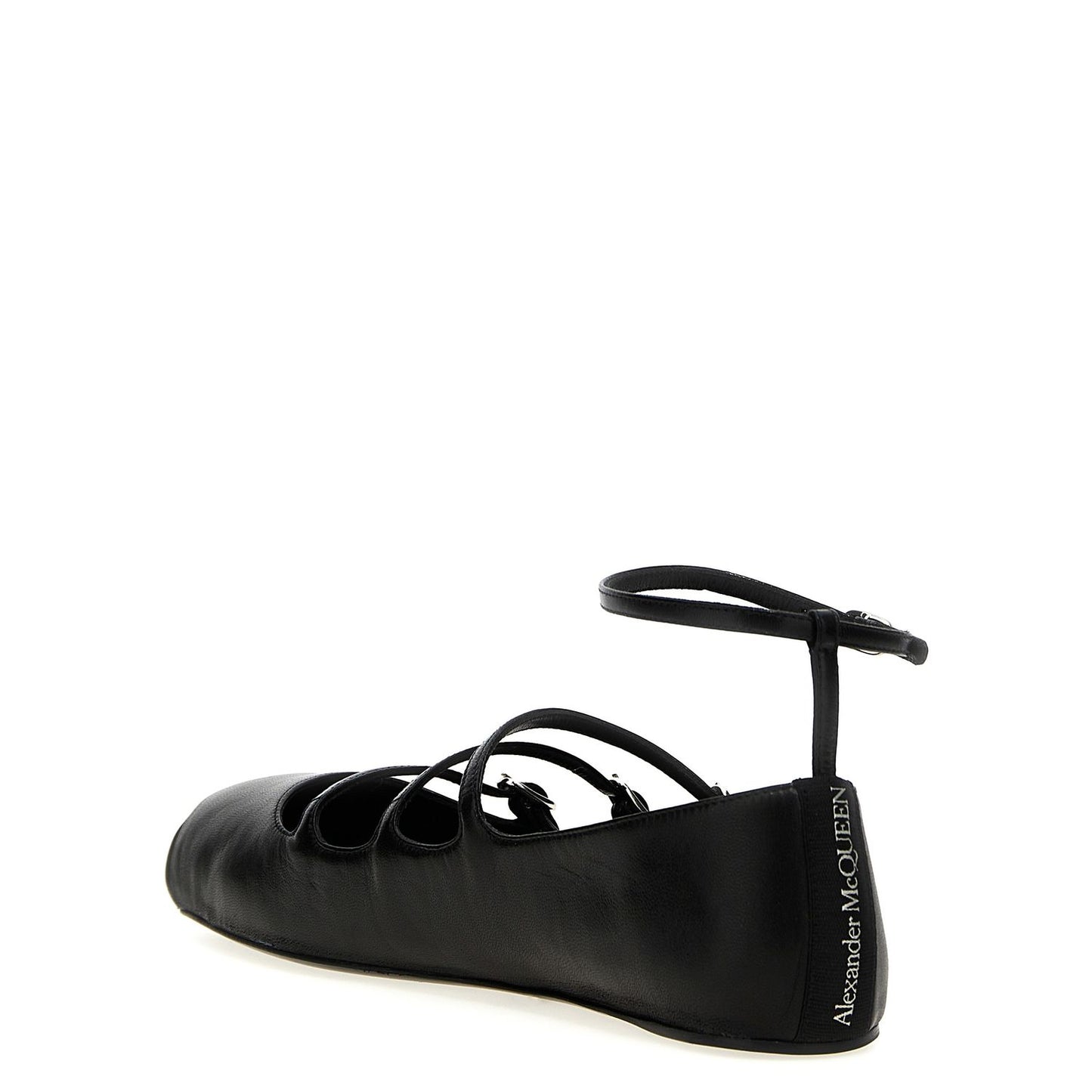 Alexander McQueen Black Calfskin Ballet Flats