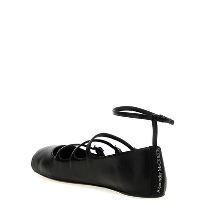Alexander McQueen Black Calfskin Ballet Flats