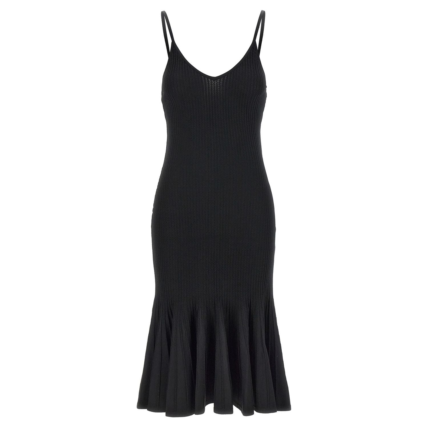Khaite Black Viscose Midi Dress