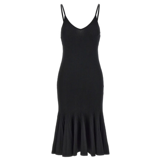 Khaite Black Viscose Midi Dress