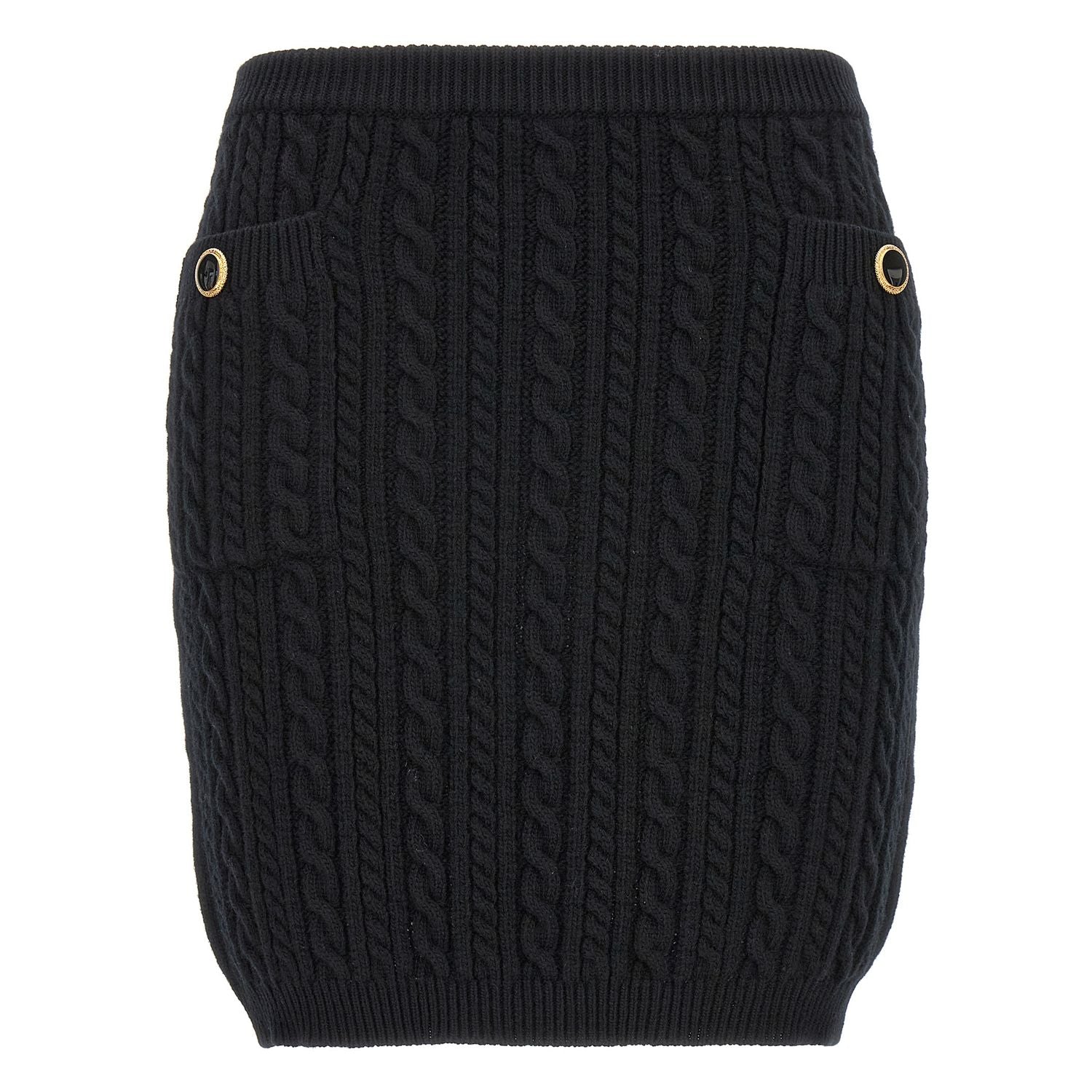 Alessandra Rich Black Wool Long Skirt
