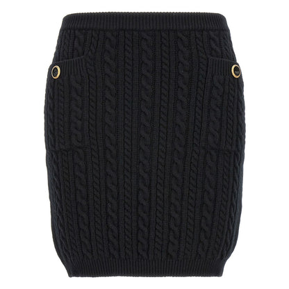 Alessandra Rich Black Wool Long Skirt