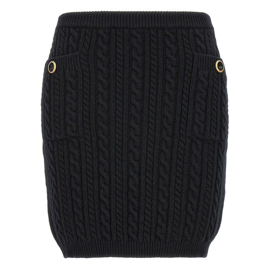 Alessandra Rich Black Wool Long Skirt
