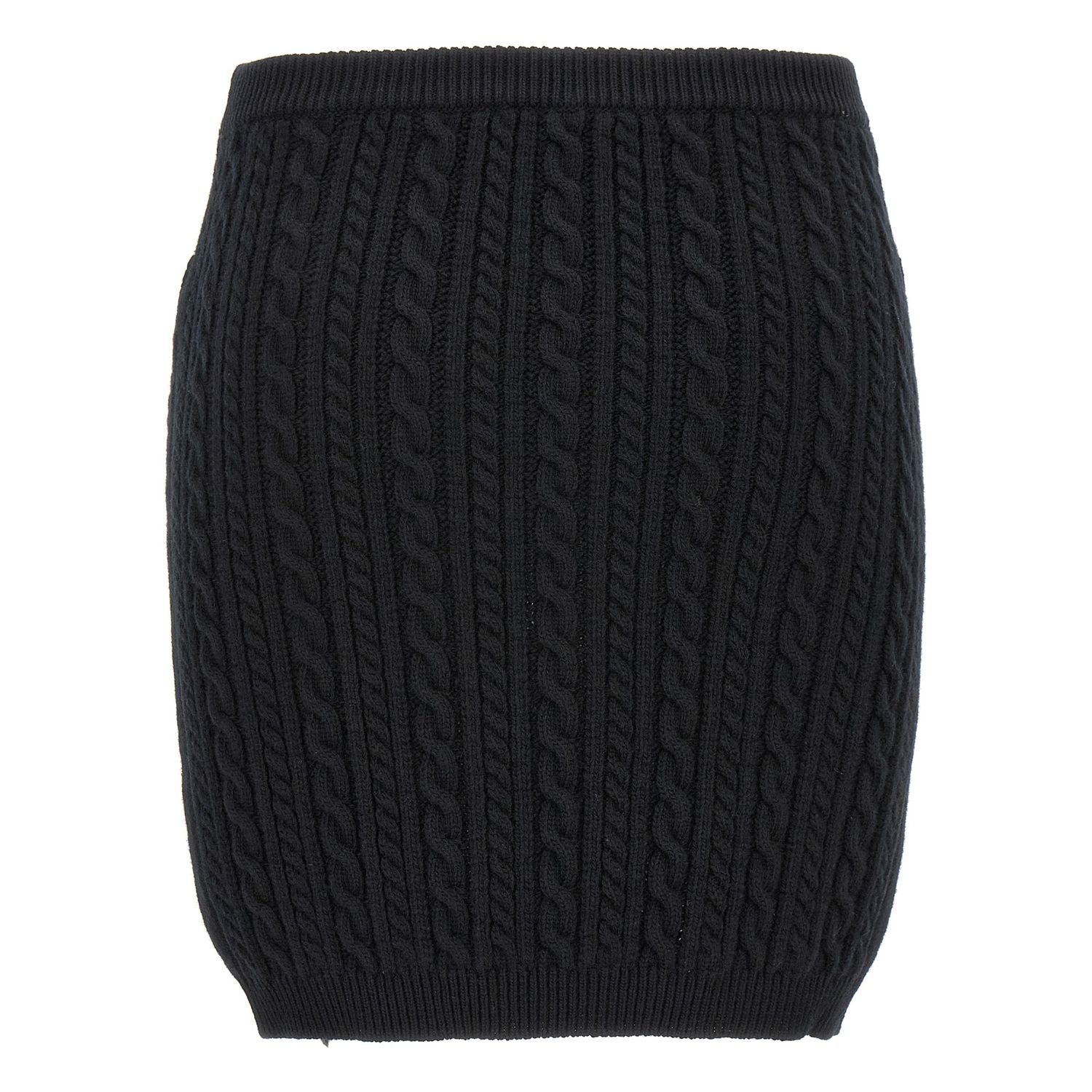 Alessandra Rich Black Wool Long Skirt