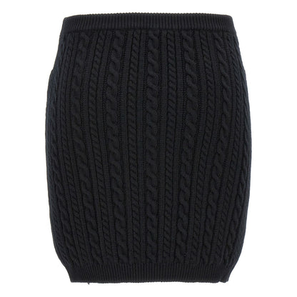 Alessandra Rich Black Wool Long Skirt