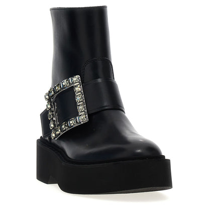 Roger Vivier Black Calfskin Ankle Boots