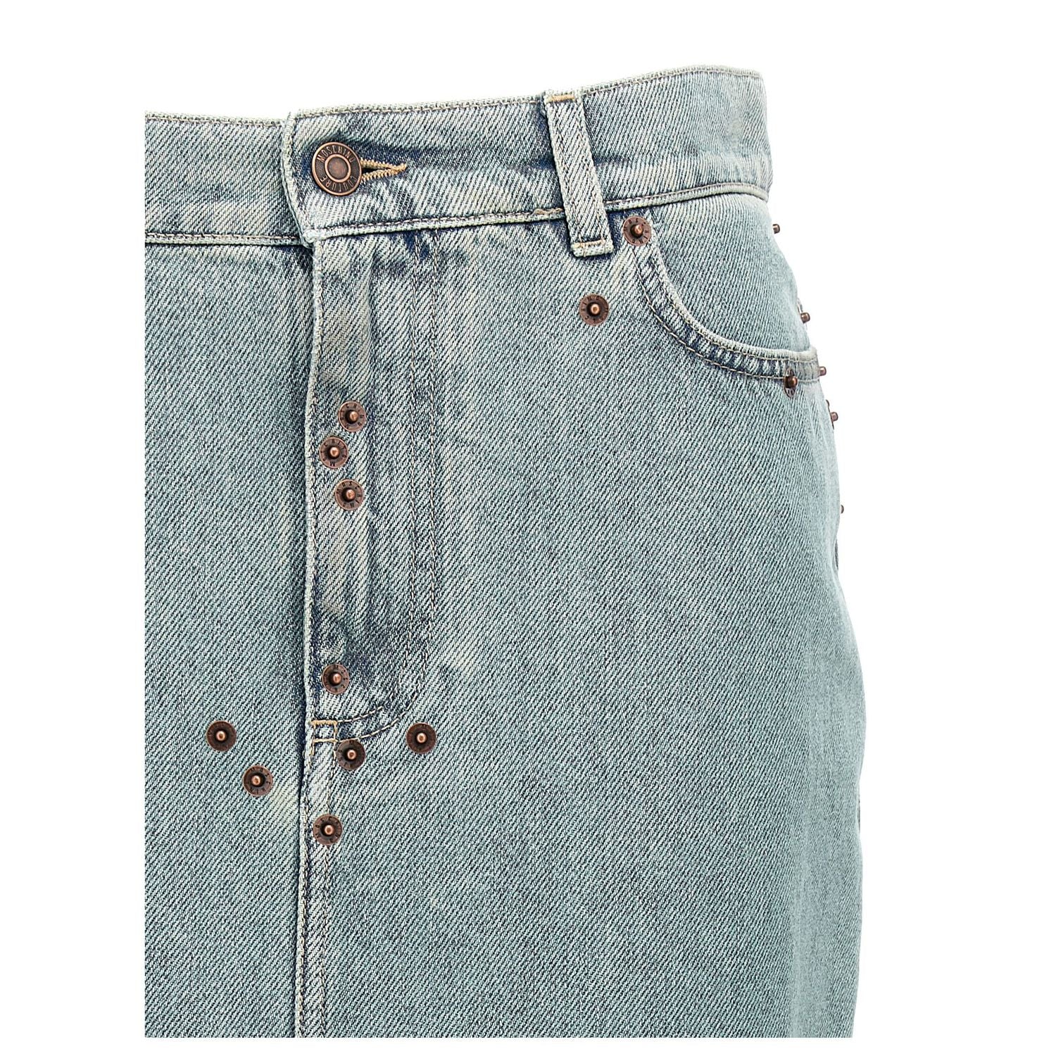 Moschino Blue Cotton Midi Skirt