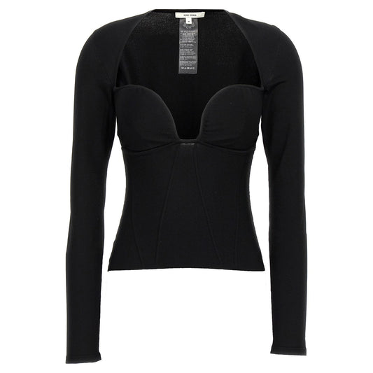 Nensi Dojaka Black Viscose Tank Tops