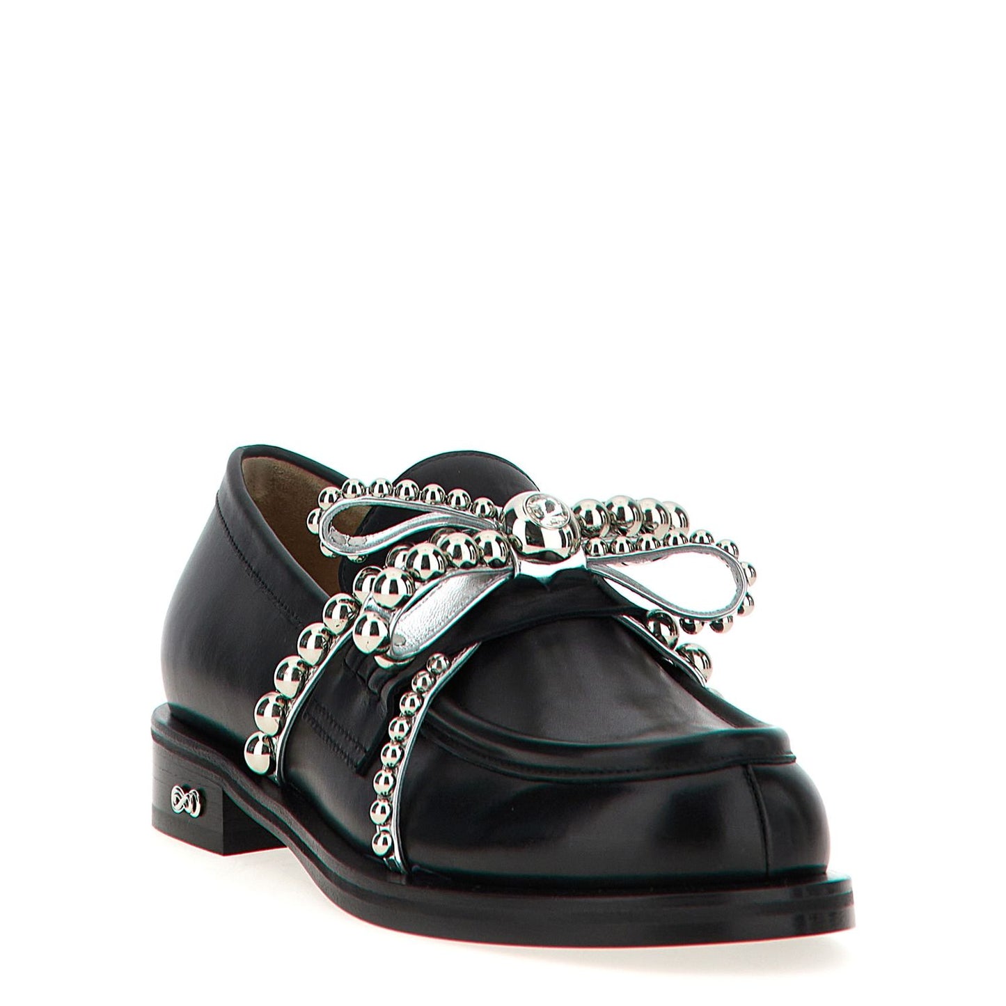 MACH & MACH Black Leather Slip-On Loafers