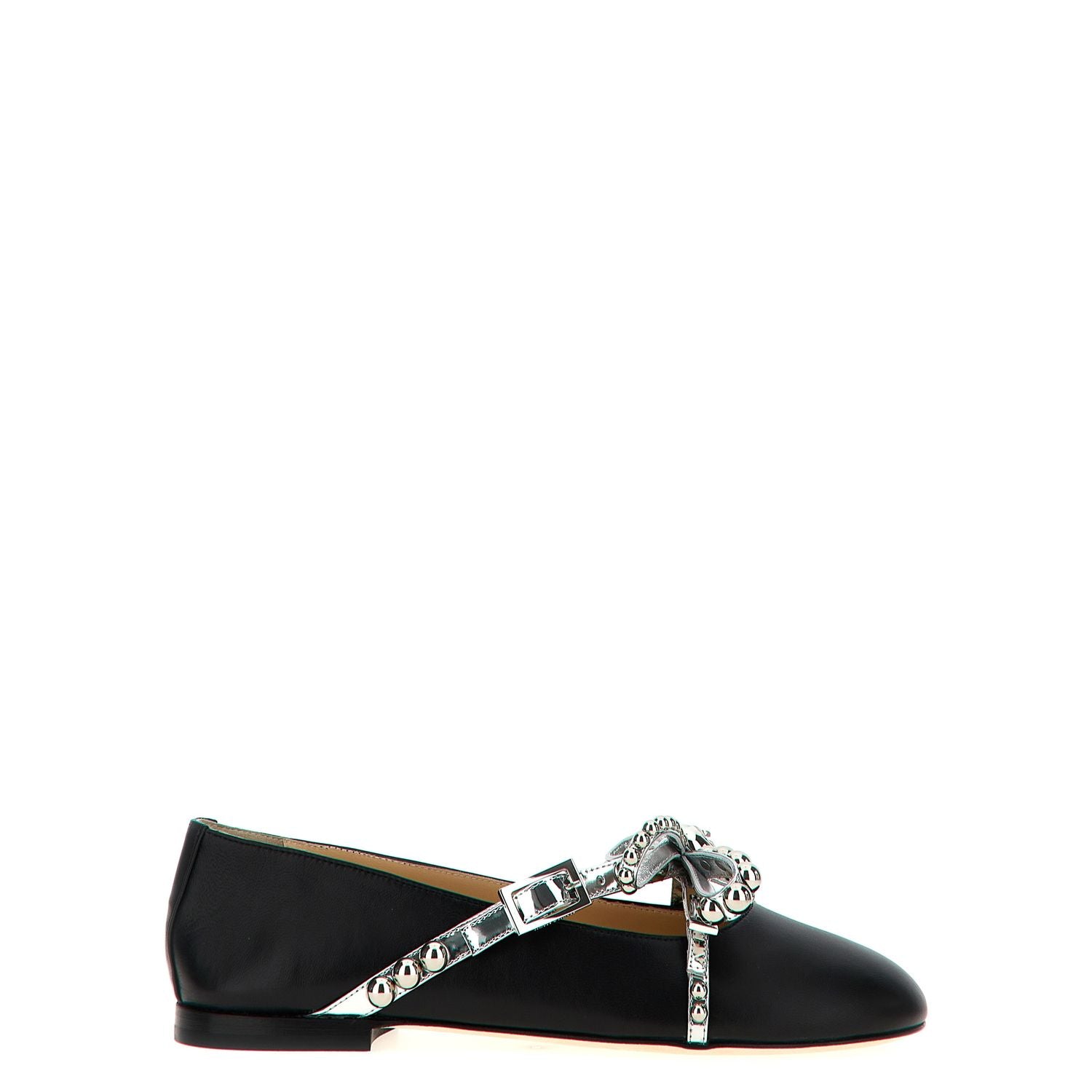 MACH & MACH Black Leather Ballet Flats